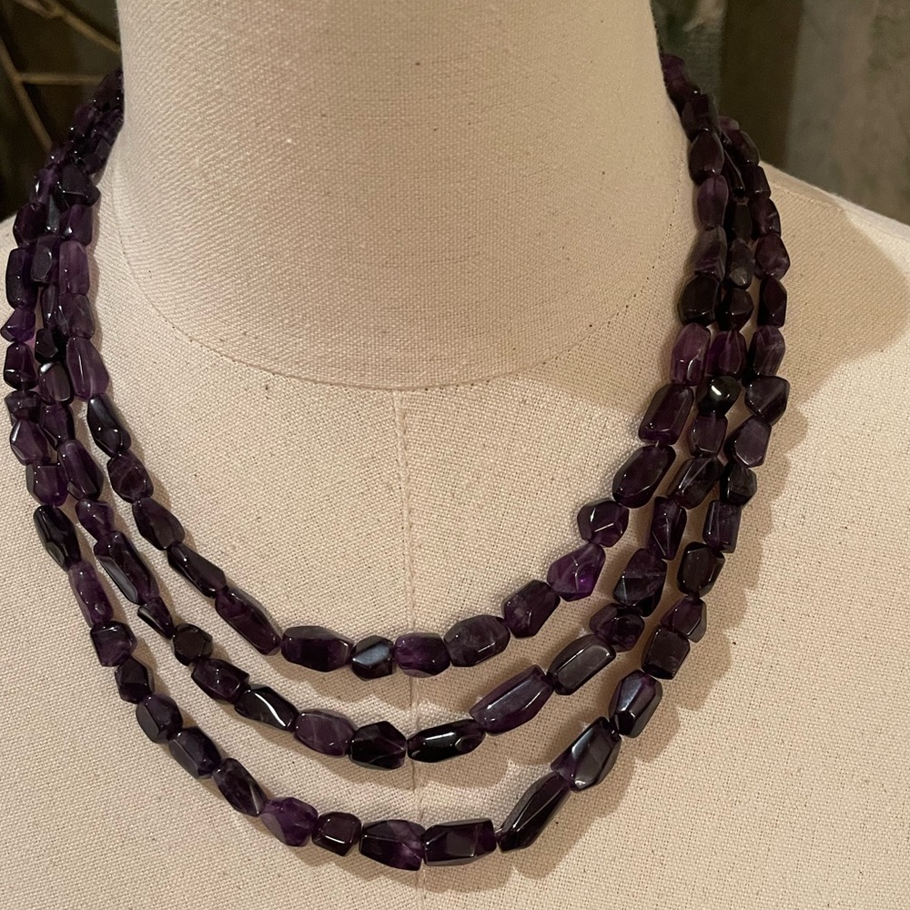 Jay King  polished faceted stone amethyst necklace